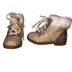 Juicy Couture Gold Glitter Faux Fur-Lined Toddler Lil Huntington Boots Size 6